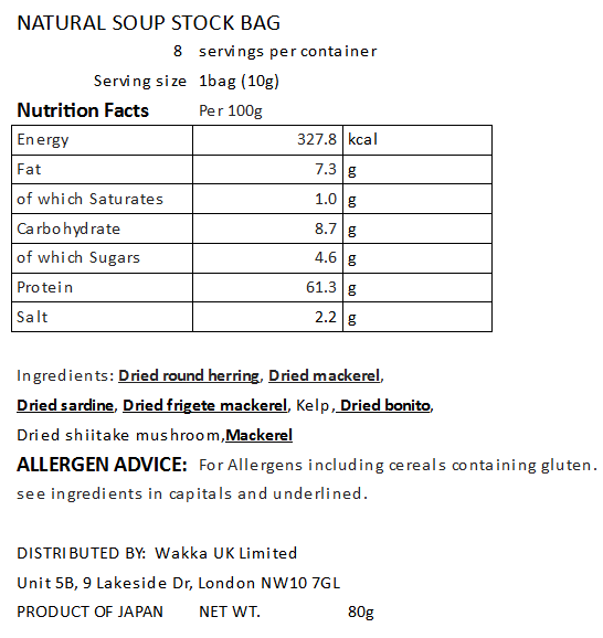 NATURAL SOUP STOCK BAG - 天然だし 10g x 8pack