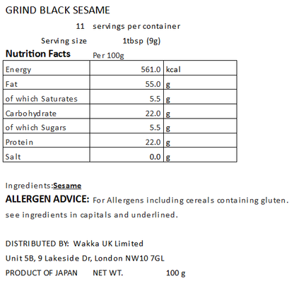 GRIND BLACK SESAME - すり胡麻 黒 100g