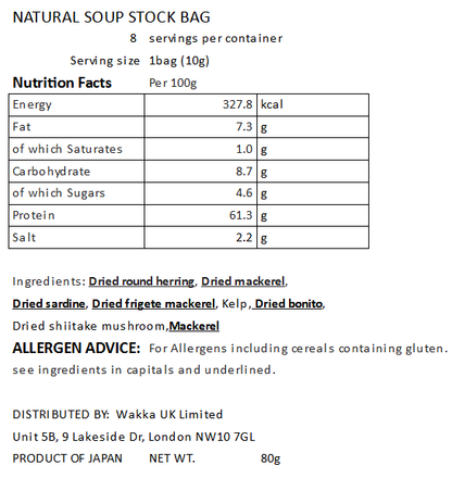 NATURAL SOUP STOCK BAG - 天然だし 10g x 8pack