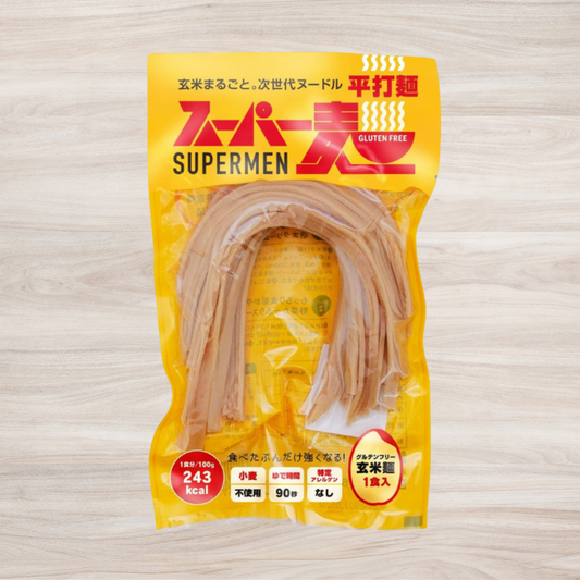 BROWN RICE NOODLE(Thick)- ｽｰﾊﾟｰ麺 平打麺 100g -